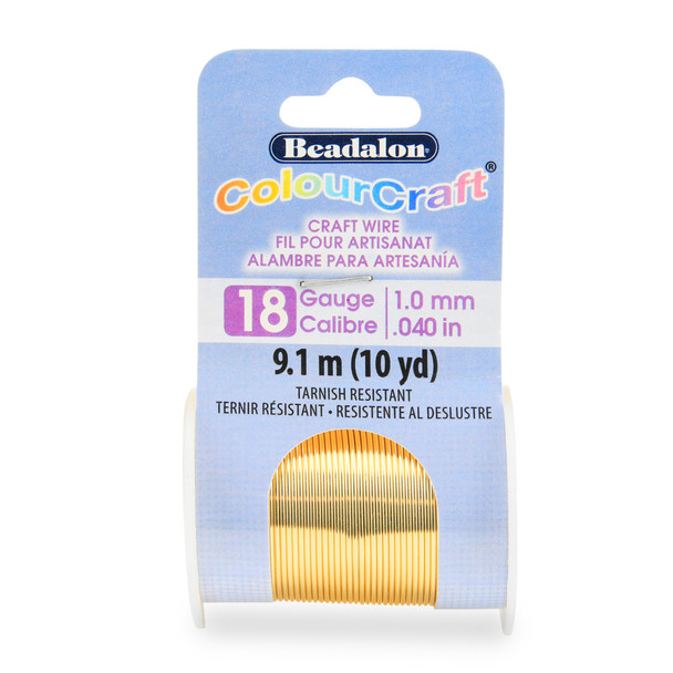 ColourCraft Wire, 18 Gauge (0.040 in, 1.02 mm), Gold Color, 9.1 m (10 yd) Spool