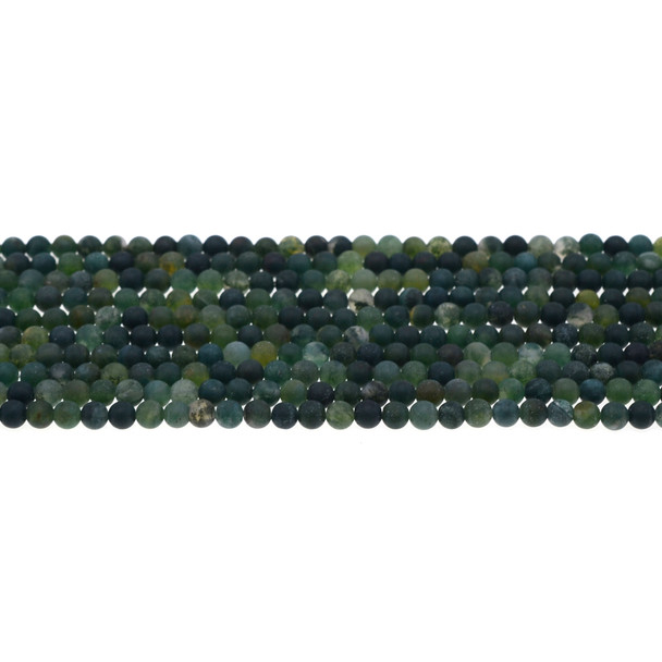 Moss Agate Round Frosted 4mm - Loose Beads