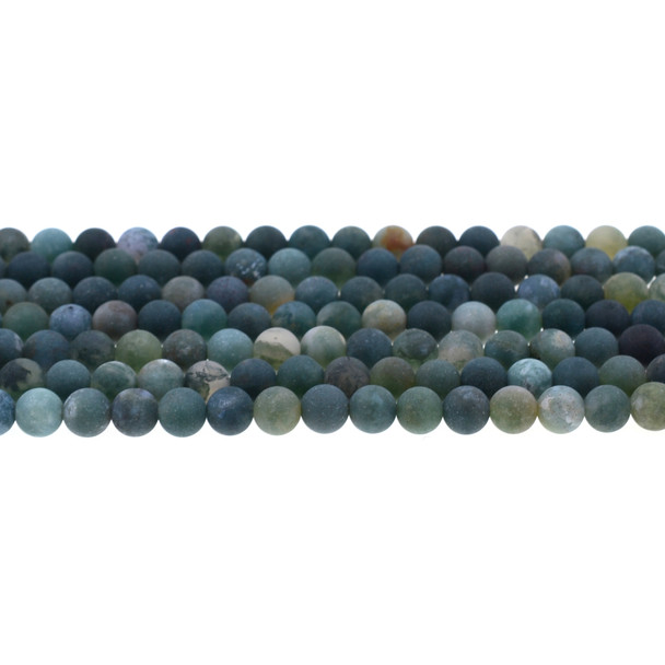 Moss Agate Round Frosted 6mm - Loose Beads