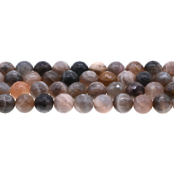 Black Multi-Color Moonstone AA Round Faceted 10mm - Loose Beads