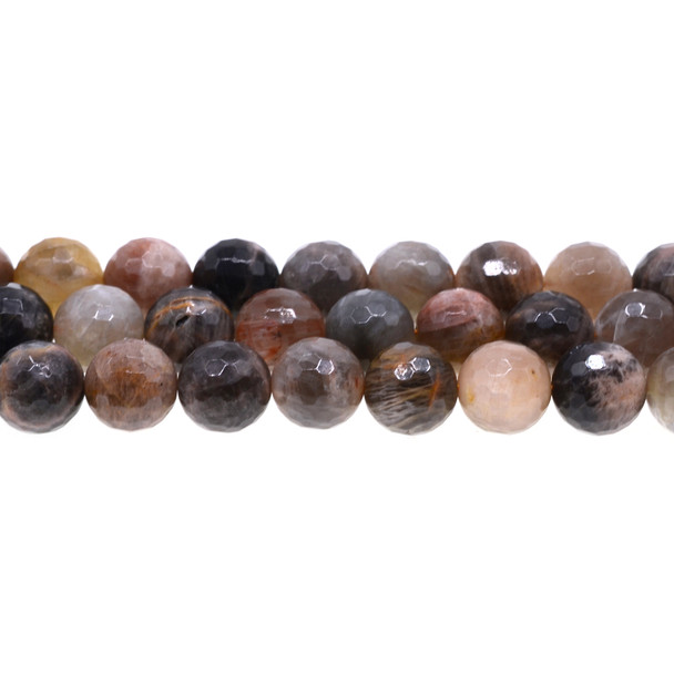 Black Multi-Color Moonstone AA Round Faceted 12mm - Loose Beads