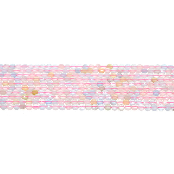 Morganite Coin Puff Faceted Diamond Cut 4mm x 4mm x 2mm - Loose Beads