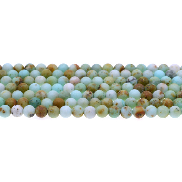 Natural Mongolian Turquoise Round Frosted 6mm - Loose Beads