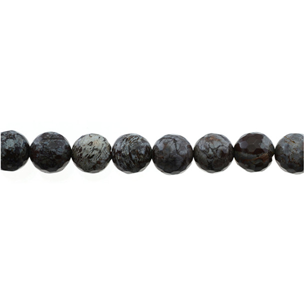 Chinese Snowflakes Obsidian Round Faceted 10mm - Loose Beads