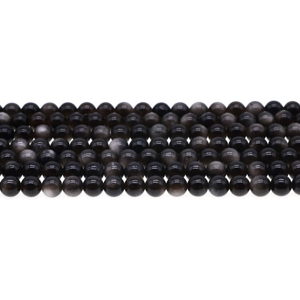 Silver Sheen Obsidian Round 6mm - Loose Beads