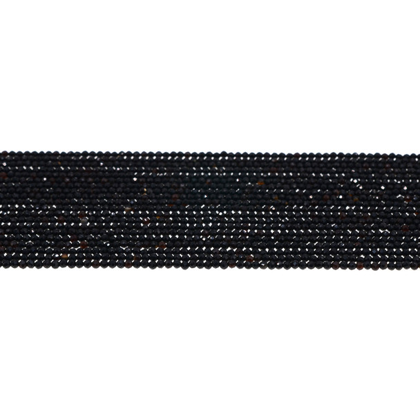 Black Onyx Round Faceted Diamond Cut 2mm - Loose Beads
