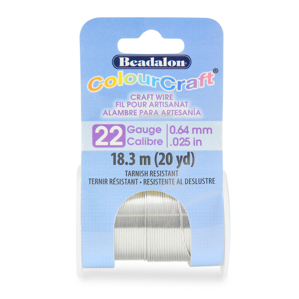 ColourCraft Wire, 22 Gauge (0.025 in, 0.64 mm), Silver Color,18.2 m (20 yd) Spool