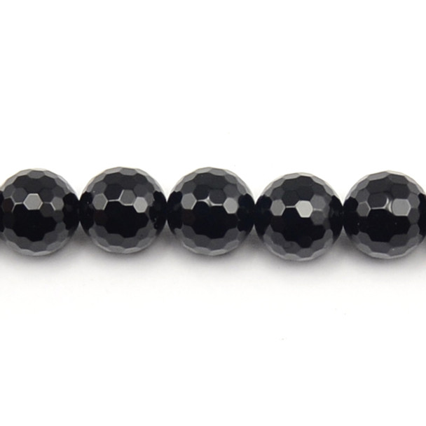 Black Onyx Round Faceted 12mm - Loose Beads