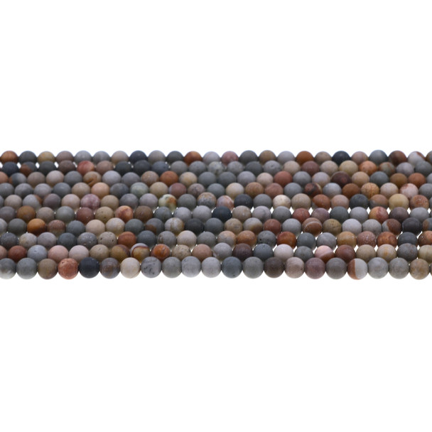 New Picasso Jasper Round Frosted 4mm - Loose Beads