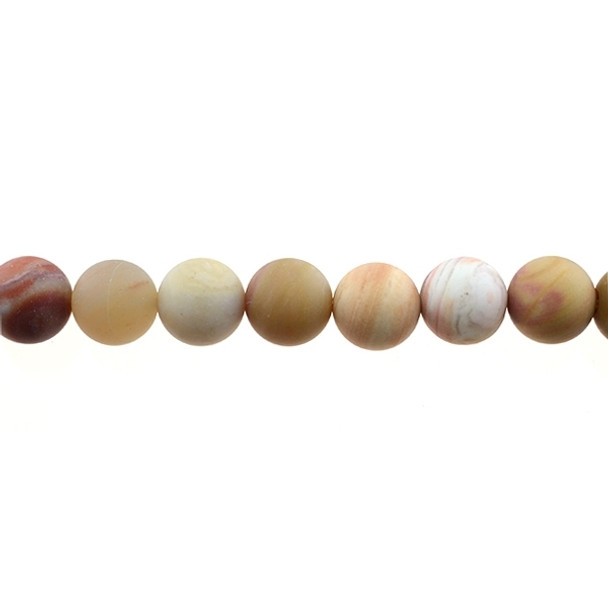 Petrified Fossil Wood Agate Round Frosted 12mm - Loose Beads