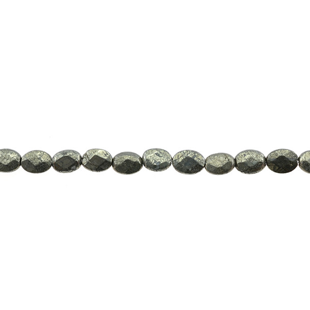 Pyrite Oval Puff Faceted 6mm x 8mm x 4mm - Loose Beads