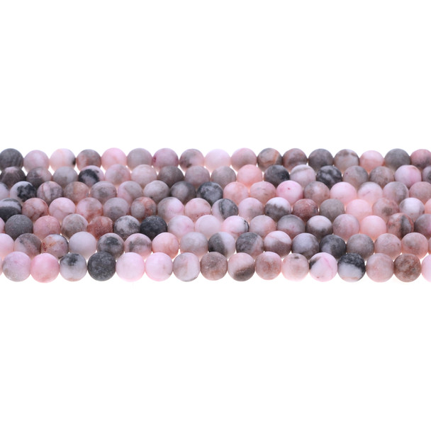 Pink Zebra Jasper Round Frosted 6mm - Loose Beads