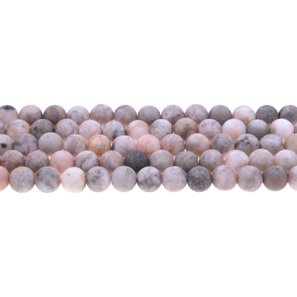 Pink Zebra Jasper Round Frosted 8mm - Loose Beads