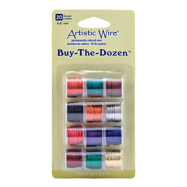 Artistic Wire, 20 Gauge (.81 mm), Buy-The-Dozen, Assorted Colors, 3 yd (2.7 m) each, 12 spools