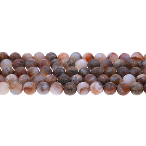 Red Blood Lace Agate Round Frosted 8mm - Loose Beads