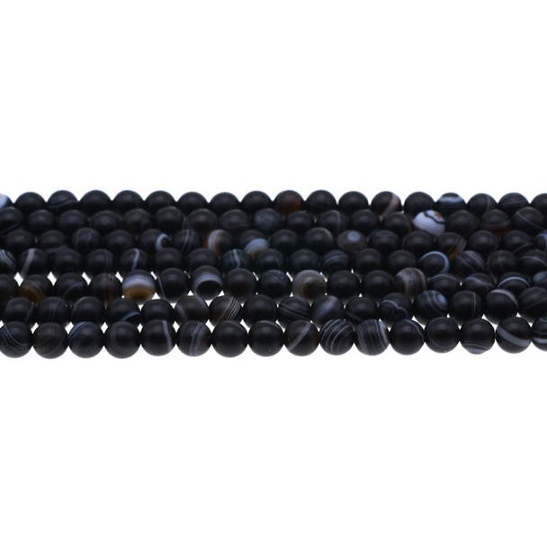 Black Sardonyx Round Frosted 6mm - Loose Beads