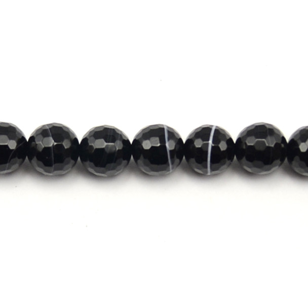 Black Sardonyx Round Faceted 12mm - Loose Beads