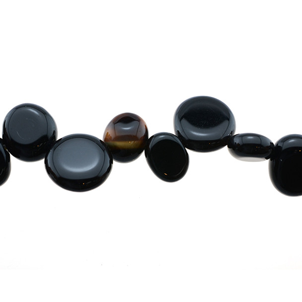 Black Sardonyx Tumble Side Drilled 12mm x 9mm x 4mm - Loose Beads