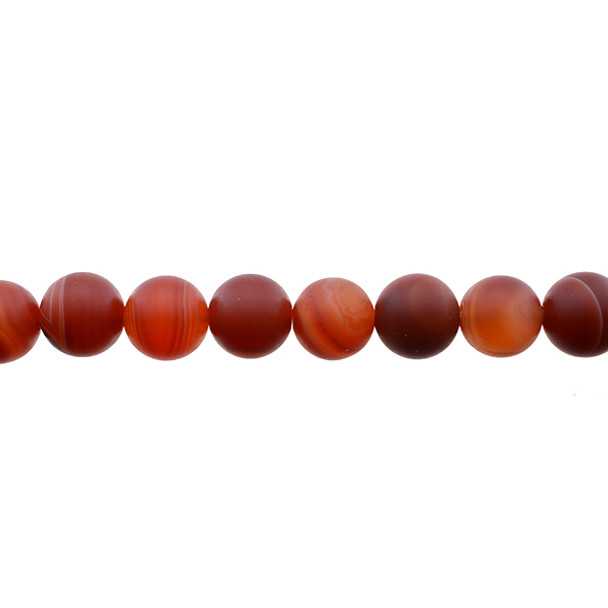 Red Sardonyx Round Frosted 10mm - Loose Beads