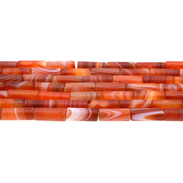 Red Sardonyx Tube Frosted 6mm x 6mm x 16mm - Loose Beads