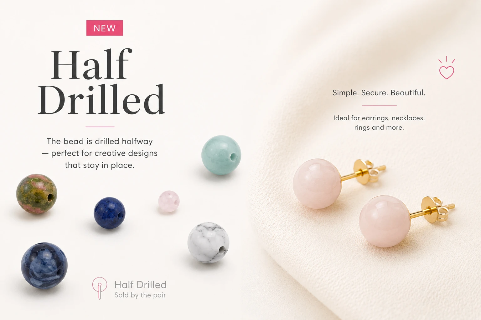 Half Drilled Stone Beads
