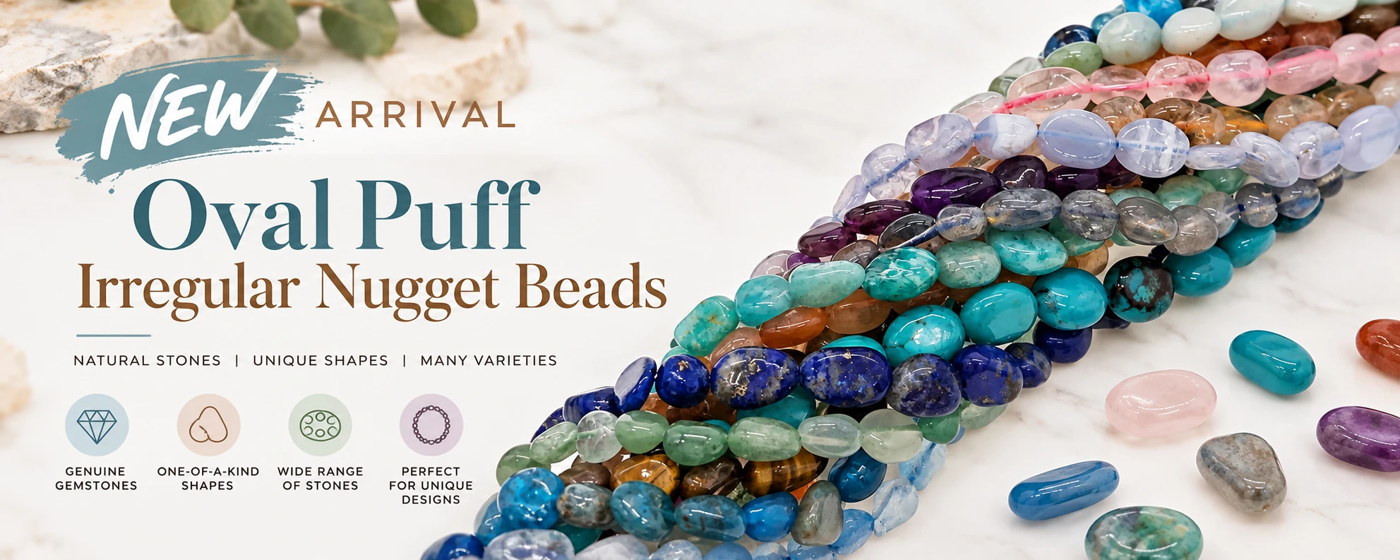 Oval Puff Irregular Nugget Beads