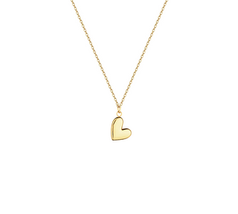 Heartflow Necklace featuring a heart-shaped charm, crafted with an 18K gold-plated chain, and displayed on a white background.