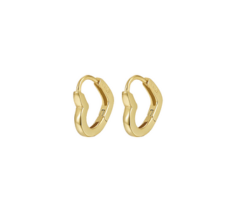 A pair of Keira K Jewellery's 18k gold-filled huggie earrings featuring a delicate heart shape, offering a minimalist design.