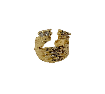 Close-up of the Twisted Vines ear cuff in 18k gold-plated, showing the unique textured vine design.