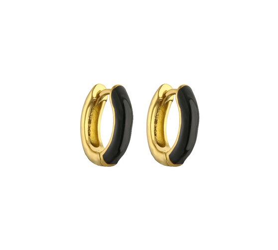 Black Onix Spark Edgy Sparks Huggie Earrings are durable and stylish, featuring a bold design.