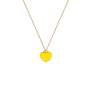 A close-up of the Solaria Heart Necklace in sunny yellow colour, displayed on an 18K gold-plated chain against a white background.