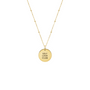 A close-up of the gold-filled self-love club necklace against a white background.