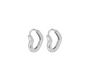 A pair of Keira K Jewellery's silver-tone huggie earrings featuring a sleek heart shape and a modern touch.
