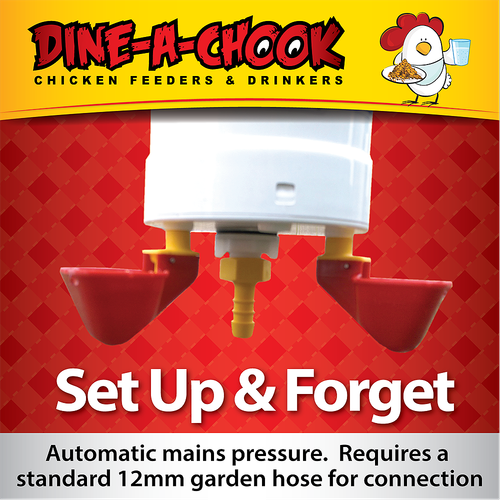 Automatic Mains Pressure Chicken Drinker Double Cup - Dine-A-Chook New Zealand