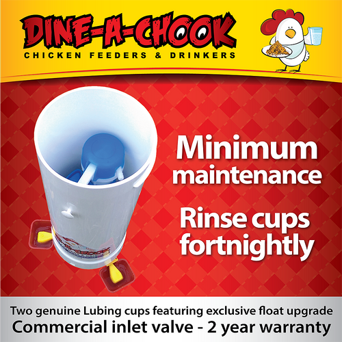 Our reliable mains pressure Chicken Drinker comes with a 2 year warranty on all parts!  Our reliable mains pressure Chicken Drinker comes with a 2 year warranty on all parts!