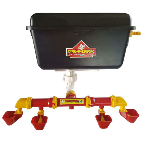 Large Poultry Drinker. This Automatic Mains Pressure Drinker is fitted with a FOUR Cup Lubing Drinker Outlet. Suitable for over 30 chooks or other poultry, it features set-up and forget technology and a 2 year warranty! Large Poultry Drinker. This Automatic Mains Pressure Drinker is fitted with a FOUR Cup Lubing Drinker Outlet. Suitable for over 30 chooks or other poultry, it features set-up and forget technology and a 2 year warranty!