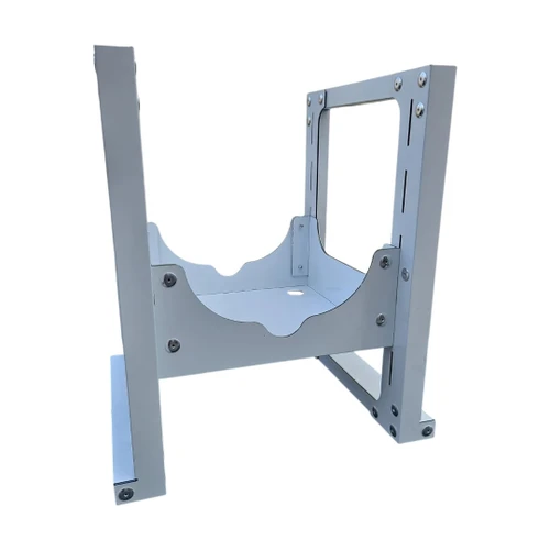Dine-A-Chook height-adjustable drum drinker stand, front view