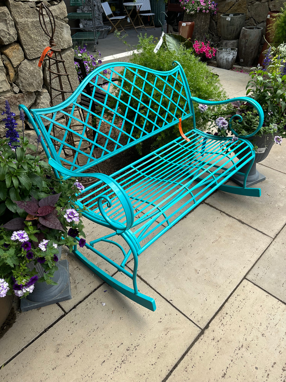 Iron Bench Turquoise Bench Outdoor Powder Coat Indoor Outdoor Turq