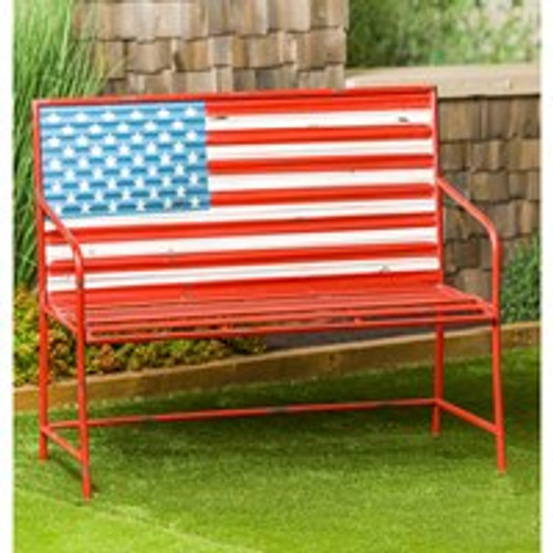  American Flag Corrugated Metal Bench