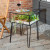  Metal Table with Glass Top and Gold Metal Planter