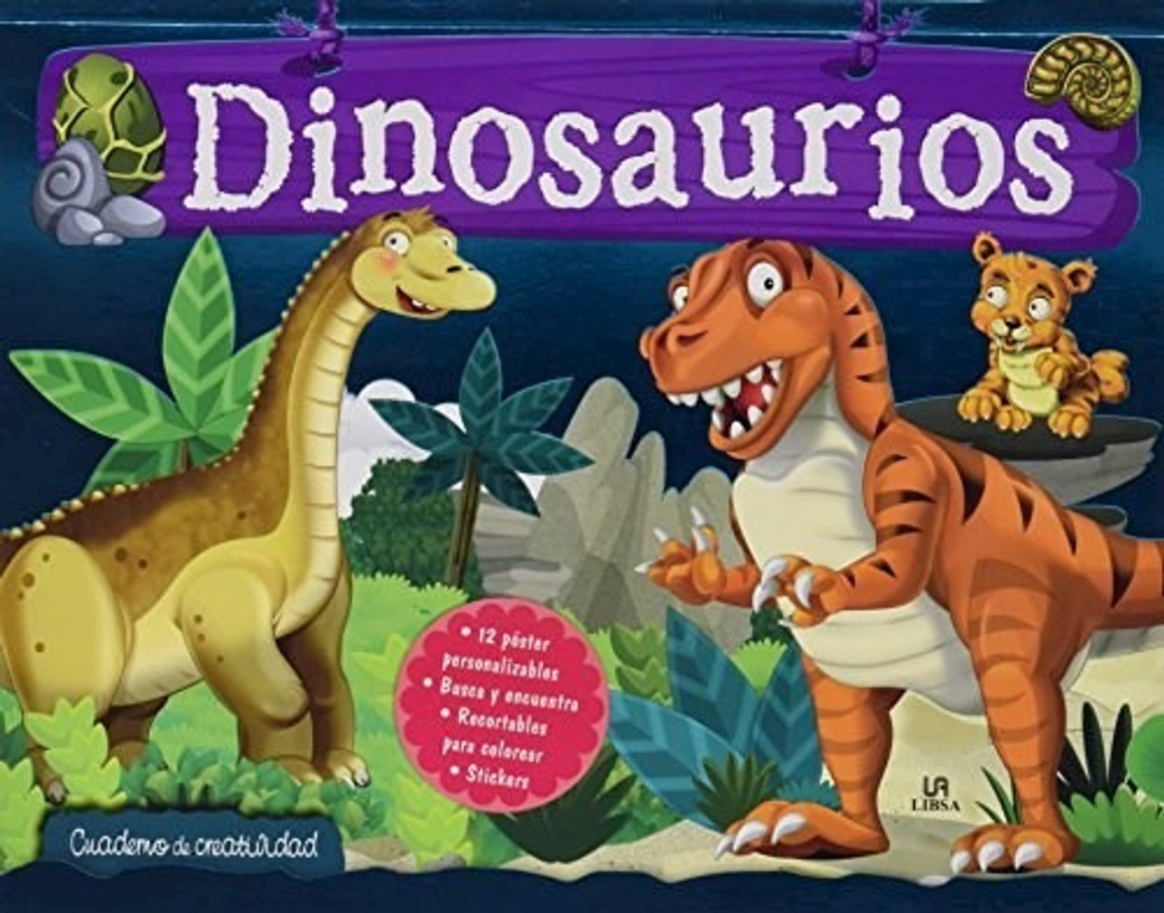 Póster para colorear con pegatinas · dinosaurios