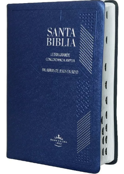 Biblia Reina Valera 1960 Letra Grande PJR Indice Azul Vinil