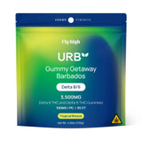 URB Fly High Gummy Getaway Barbados Delta 8 THC + D9 THC Gummies 3500MG - Pack of 35 - Display of 6 Packs - Tropical Breeze