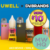 Uwell CALIBURN KOKO AK3 520mAh Pod System Starter Kit With 2 x 2ML Refillable A3S Pods & 10ML 50mg Salt Nicotine E-Liquid Bottle