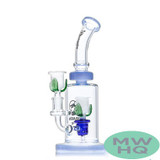 Dragon Glass Flower Theme Thick Base & Bent Neck Water Pipe - 580 Grams - 10 Inches - Assorted Colors [DGE-464] (MSRP $57.00)