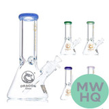 Dragon Glass Straight Tube Bong Water Pipe Beaker Base With Diffused Downstem & Ice Catcher - 840 Grams - 10 Inches - Assorted Colors [DGE-474] (MSRP $35.00)