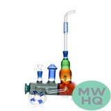 Dragon Glass Locomotive Theme Water Pipe With Inline Perc - 880 Grams - 8 Inches - Assorted Colors [DGB-069] (MSRP $60.00)