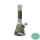 Glass Botanical Etching Bong Water Pipe Beaker Base With Diffused Downstem - 650 Grams - 11.5 Inches [GODEN06] (MSRP $51.00)