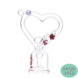 Dragon Glass Floral Heart Compact Water Pipe - 163 Grams - 7 Inches - Assorted Colors [DGE-481] (MSRP $28.00)