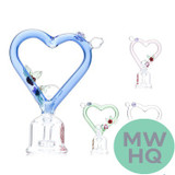 Dragon Glass Floral Heart Compact Water Pipe - 163 Grams - 7 Inches - Assorted Colors [DGE-481] (MSRP $28.00)